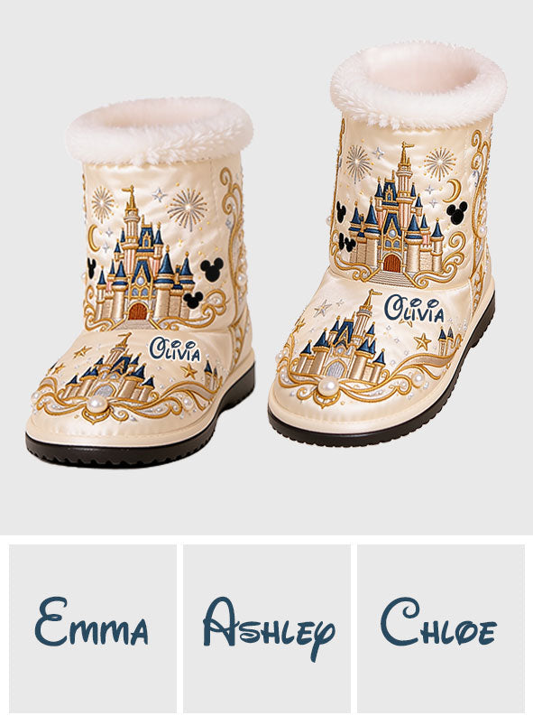 Yellow Honey Bear - Personalized Dream Trip Faux Fur Boot Slippers