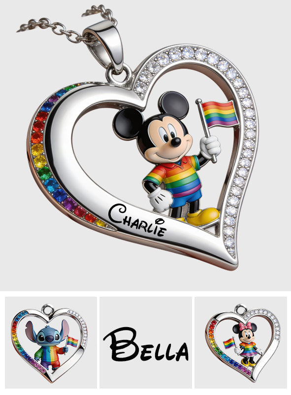 Love Is Love Pride Month - Personalized LGBT Support Shaped Metal Pendant Necklace