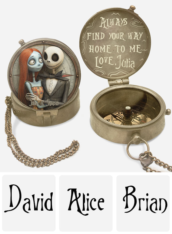 Find Your Way Home To Me - Personalized Couple Nightmare Compass