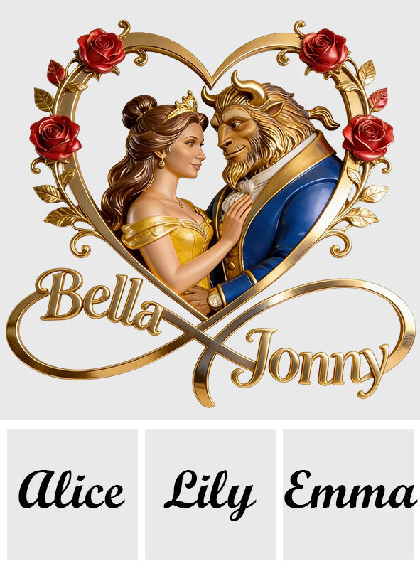 I Love You To Infinity And Beyond - Personalized Beauty And The Beast Cut Metal Sign
