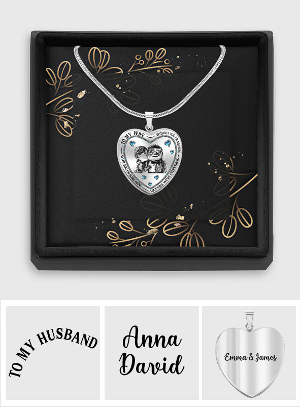 Without You I'm Nothing - Personalized Mouse Heart Pendant Necklace
