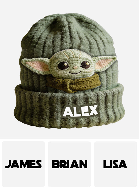 Cute Green Galaxy Character - Personalized The Force Beanie Hat