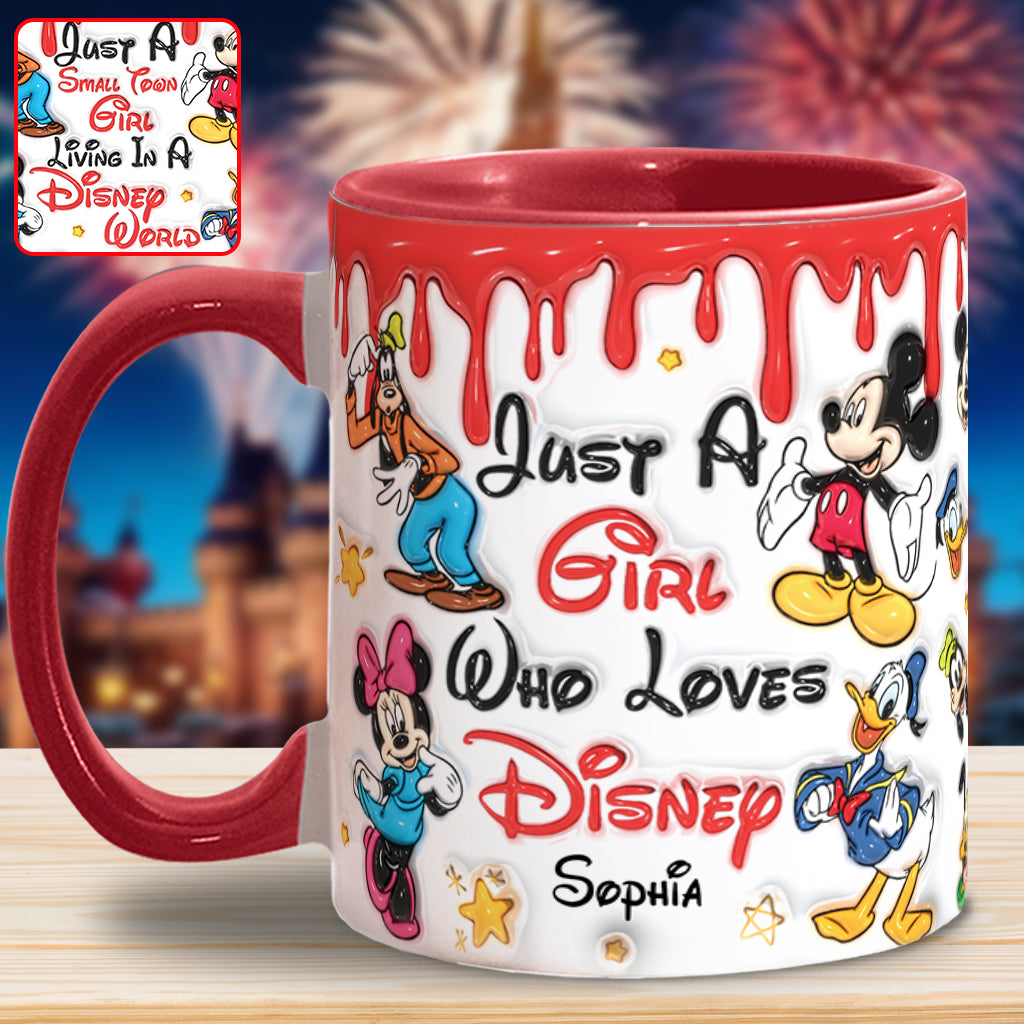 Just A Girl Living In Disney World - Personalized Mouse Accent Mug