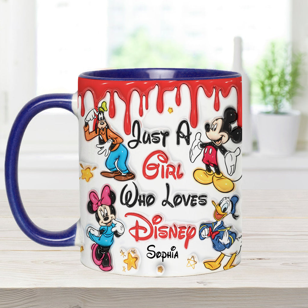 Just A Girl Living In Disney World - Personalized Mouse Accent Mug