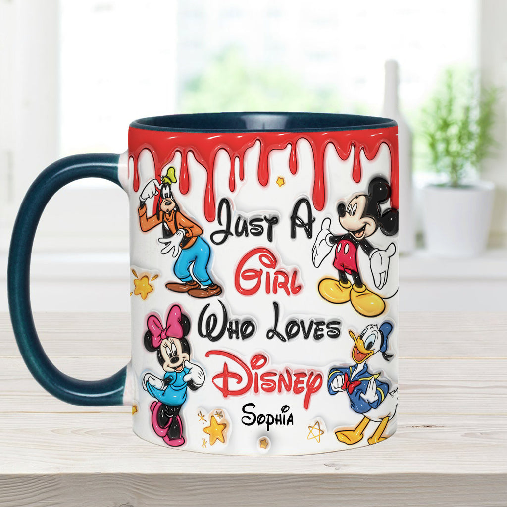 Just A Girl Living In Disney World - Personalized Mouse Accent Mug
