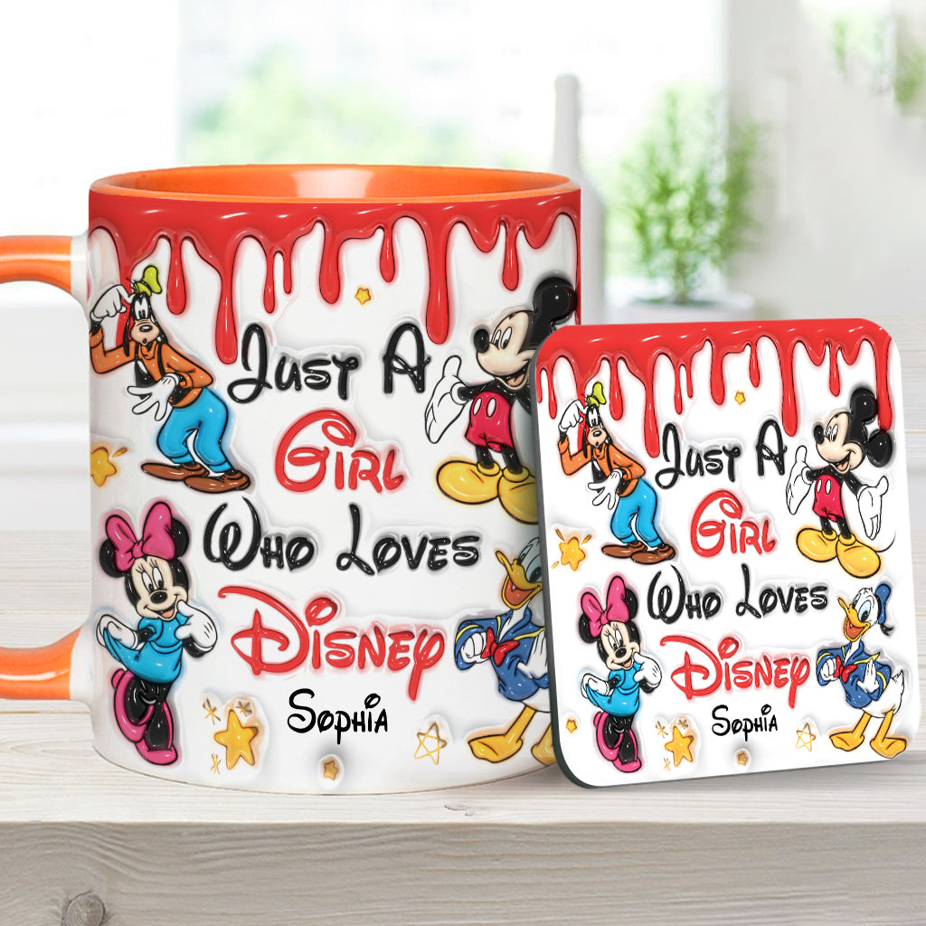 Just A Girl Living In Disney World - Personalized Mouse Accent Mug