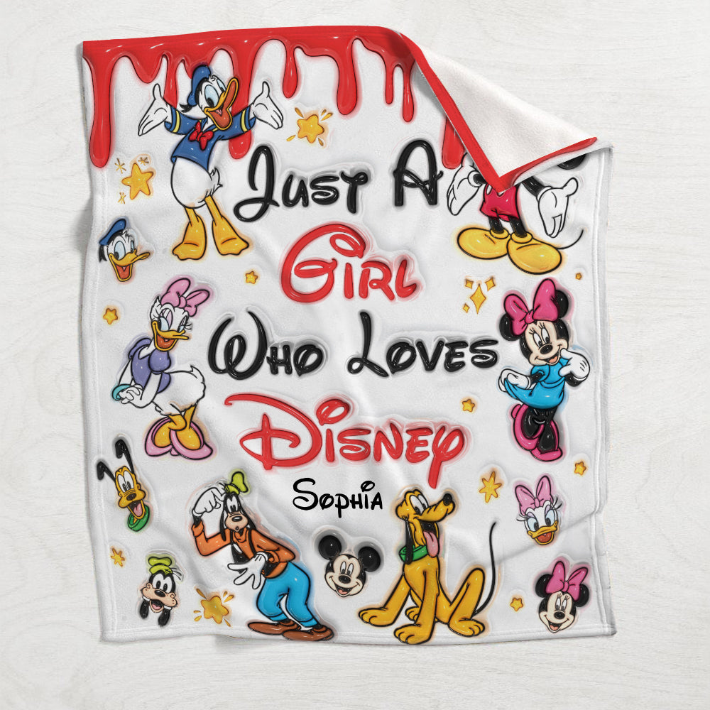 Just A Girl Living In Disney World - Personalized Mouse Blanket