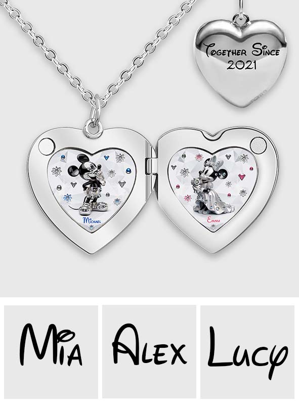 Cute Mouse Couple - Personalized Mouse Locket Pendant Necklace
