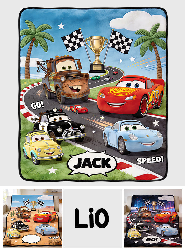 Kid Loves Cars - Personalized Racing Lover Blanket