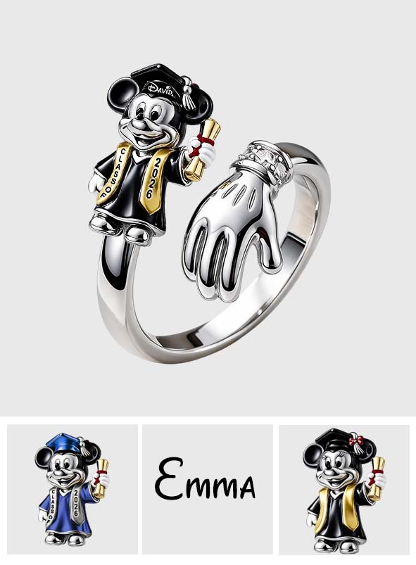 Magical Mouse Graduate - Personalized Mouse Adjustable Shaped Ring