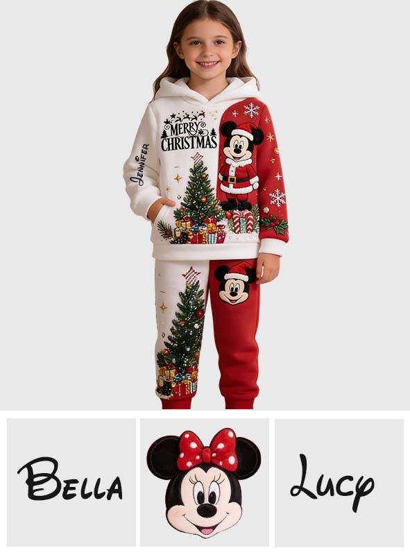 Merry Christmas - Personalized Mouse Kid Hoodie & Kid Jogger Sweatpants