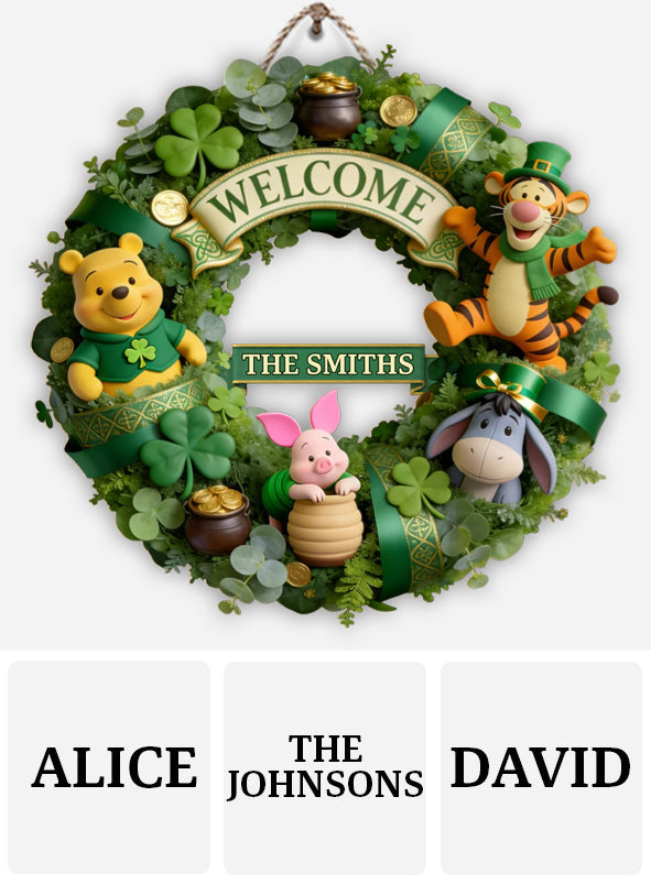 Lucky Friends - Personalized Yellow Bear Custom Shaped Wood Sign