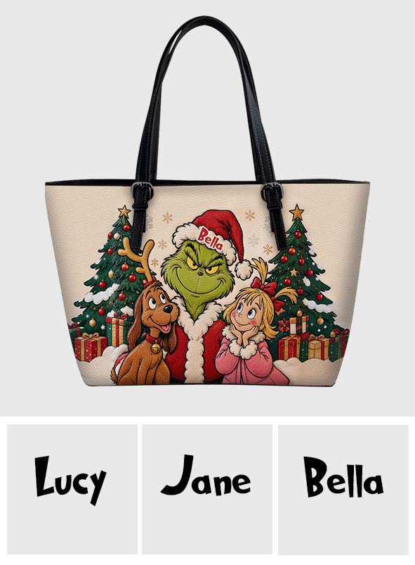 Merry Christmas - Personalized Stole Christmas Leather Bag