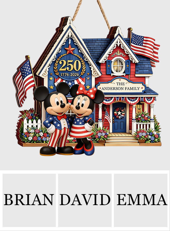 Celebrate 250th Anniversary - Personalized Mouse Custom Shaped Wood Sign