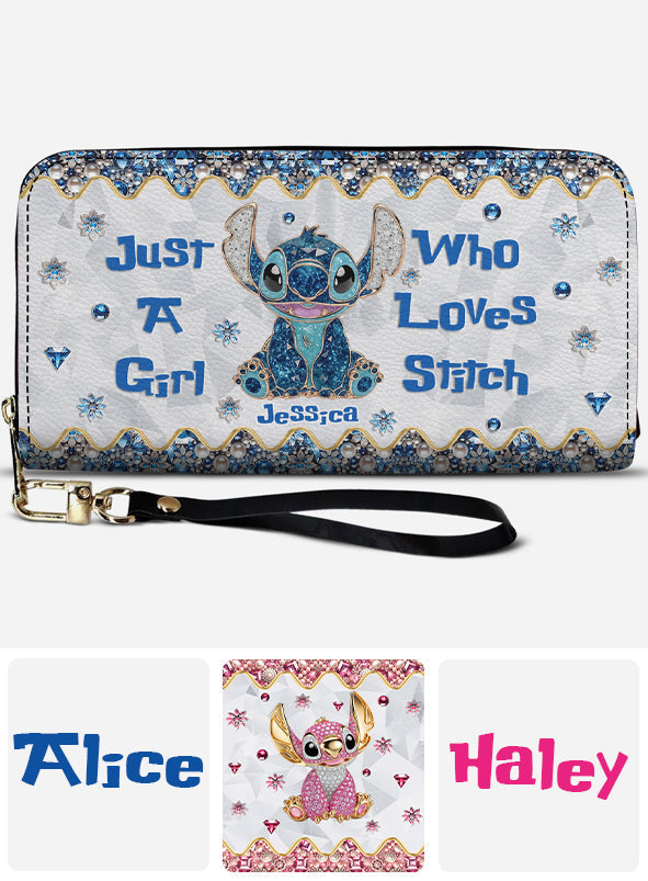Just A Girl Who Loves Stitch - Personalized Ohana Leather Long Wallet