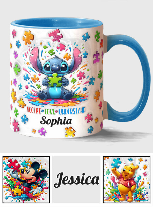 Accept Love Understand - Personalized Autism Awareness Accent Mug