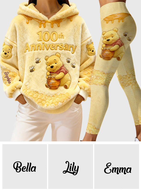 100 Years Of Wonder - Personalized Yellow Bear Hoodie and Leggings