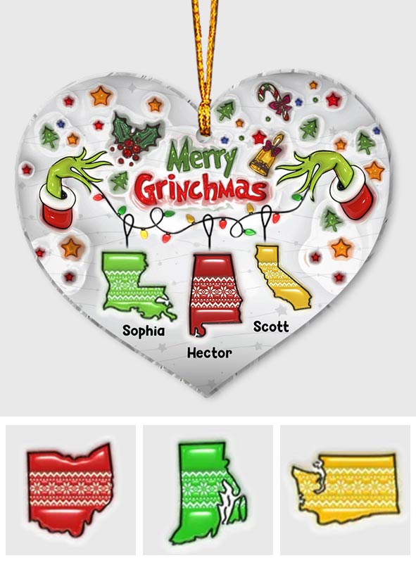 Merry Grinchmas - Personalized Family Ornament