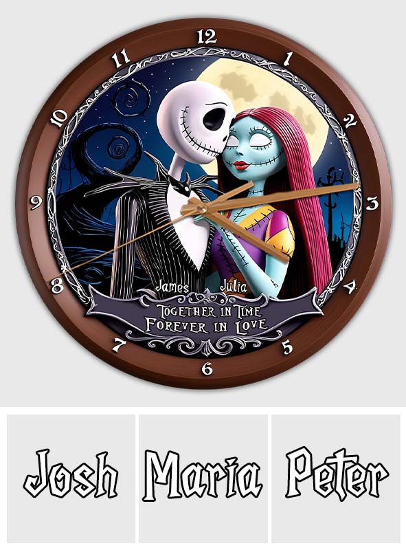 Together in Time, Forever in Love - Personalized Nightmare Wall Clock