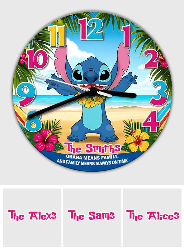 Ohana Means Family, and Family Means Always on Time - Personalized Ohana Wall Clock