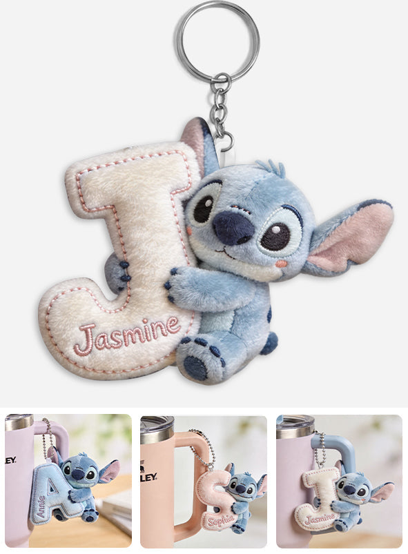Cute Initial Letter Summer Vibe - Personalized Ohana Plush Keychain