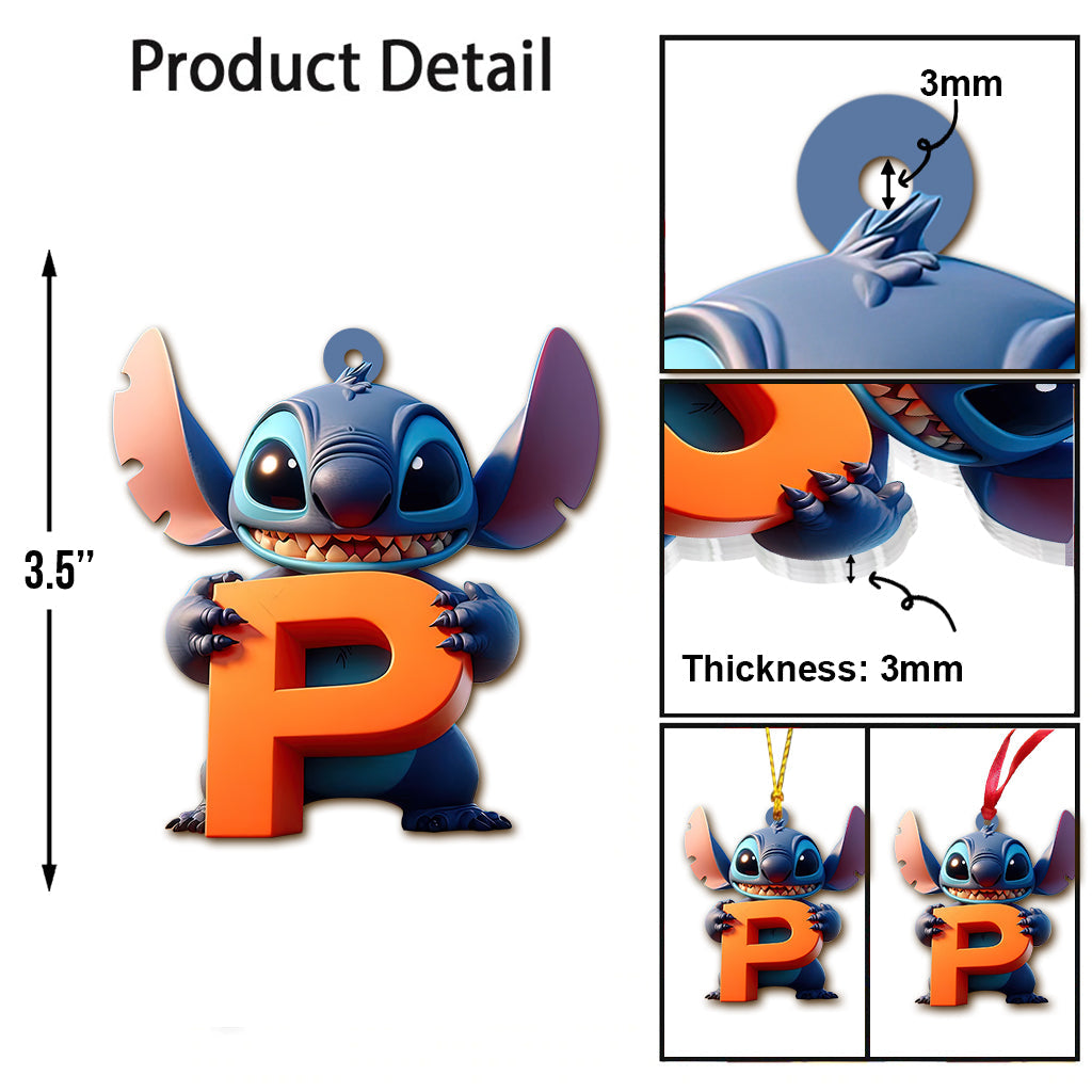 Cute Stitch Letter - Personalized Ohana Ornament