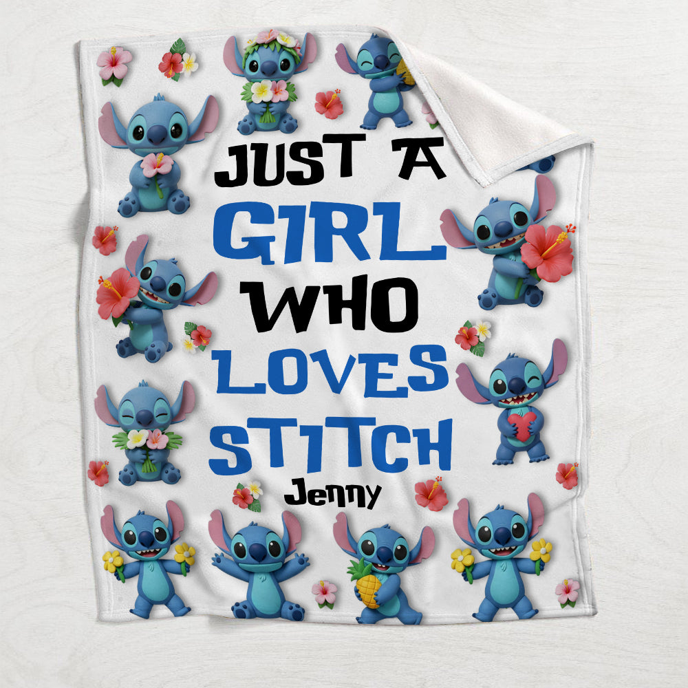 Just A Girl Who Loves Ohana - Personalized Ohana Blanket