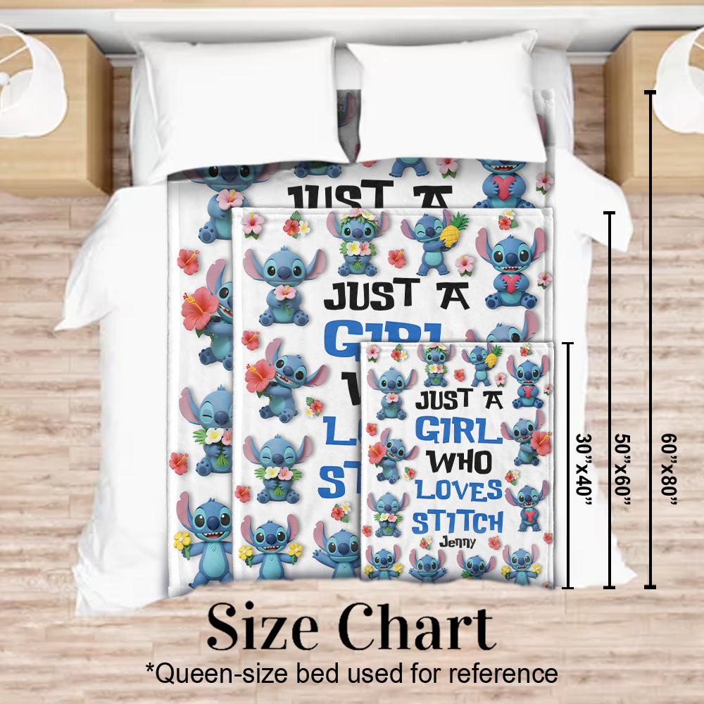 Just A Girl Who Loves Ohana - Personalized Ohana Blanket