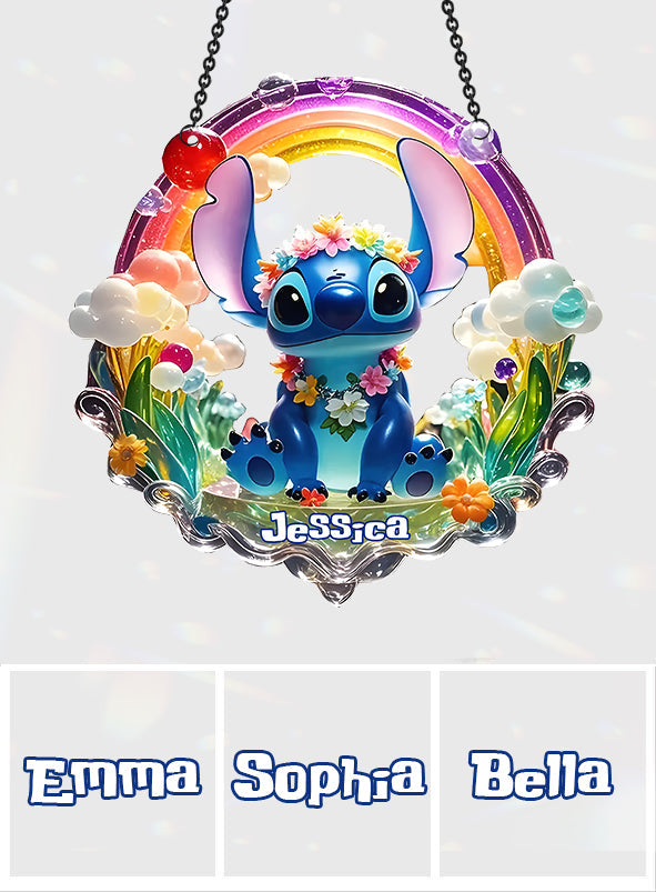 Cute Monster - Personalized Ohana Window Hanging Suncatcher Ornament