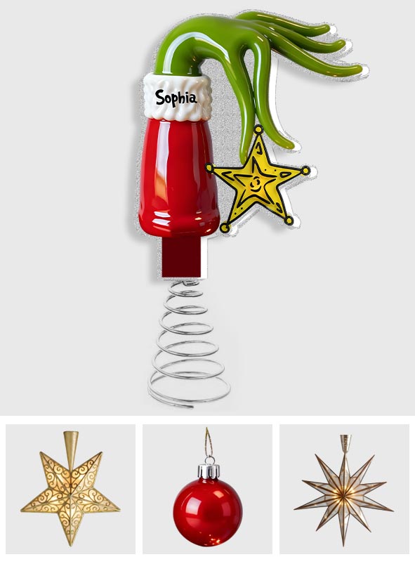 Grinchmas 2025 - Personalized Stole Christmas LED Light Tree Topper