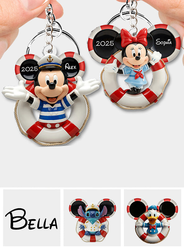 Cruise Ship Family - Personalized Mouse Custom Shaped Keychain