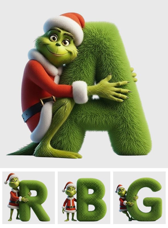 Green Monster Alphabet Christmas Movie - Personalized Stole Christmas Faux Fur Shaped Pillow