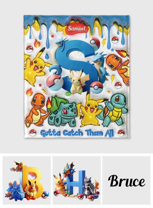 Gotta Catch Them All - Personalized Monster Trainer Blanket