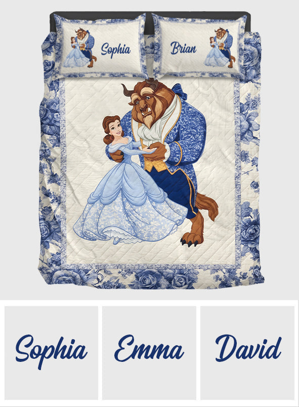 Couple Princess And The Beast - Personalized Couple Bedding Set