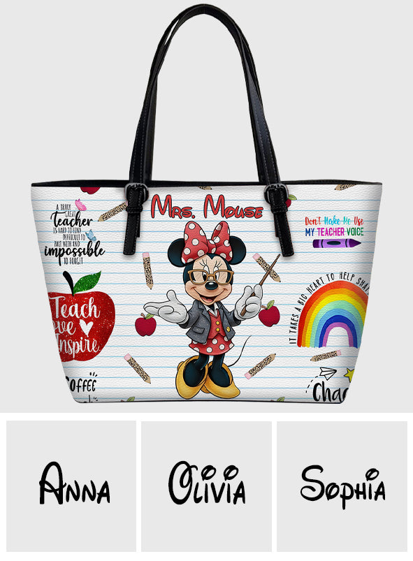 Teach Love Inspire - Personalized Teacher Leather Bag