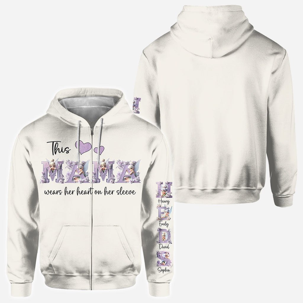 This Mom Wears Her Heart on Her Sleeve - Personalized Mother All Over Shirt