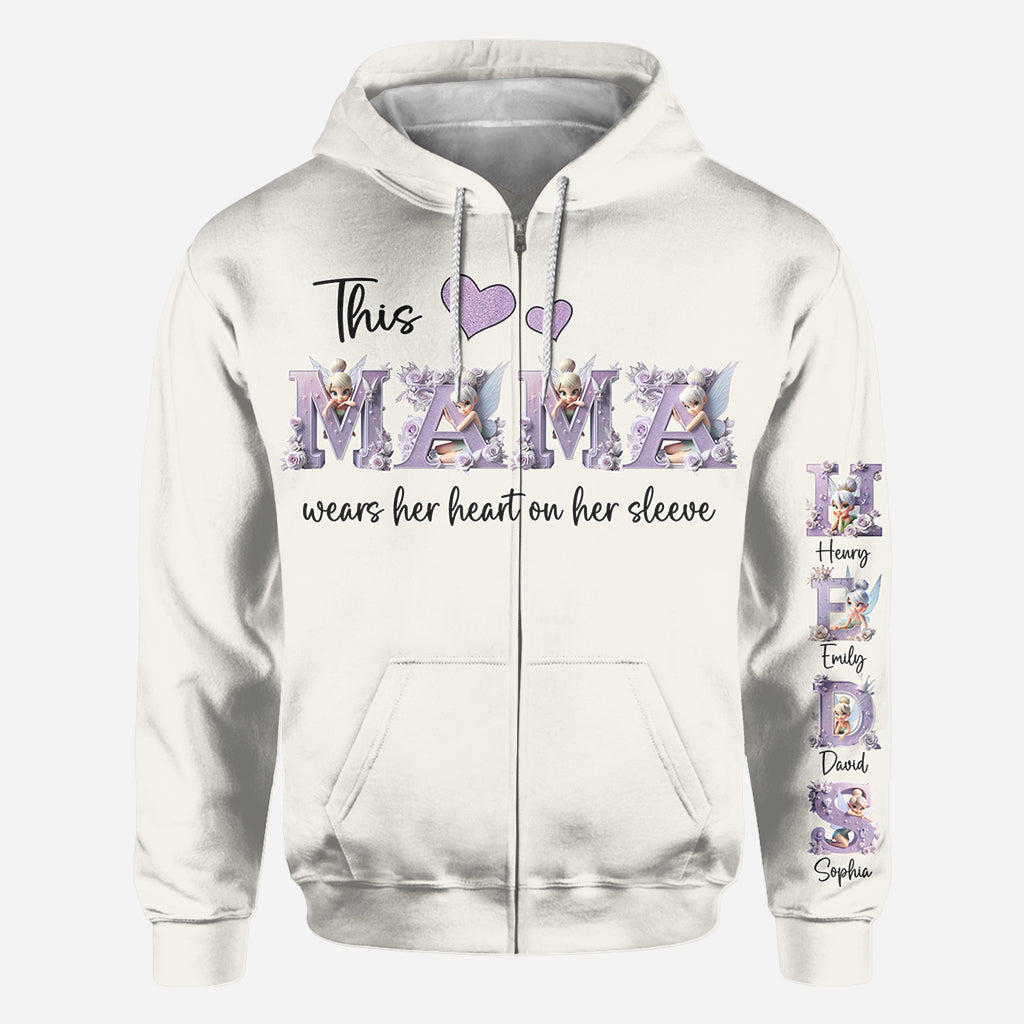 This Mom Wears Her Heart on Her Sleeve - Personalized Mother All Over Shirt