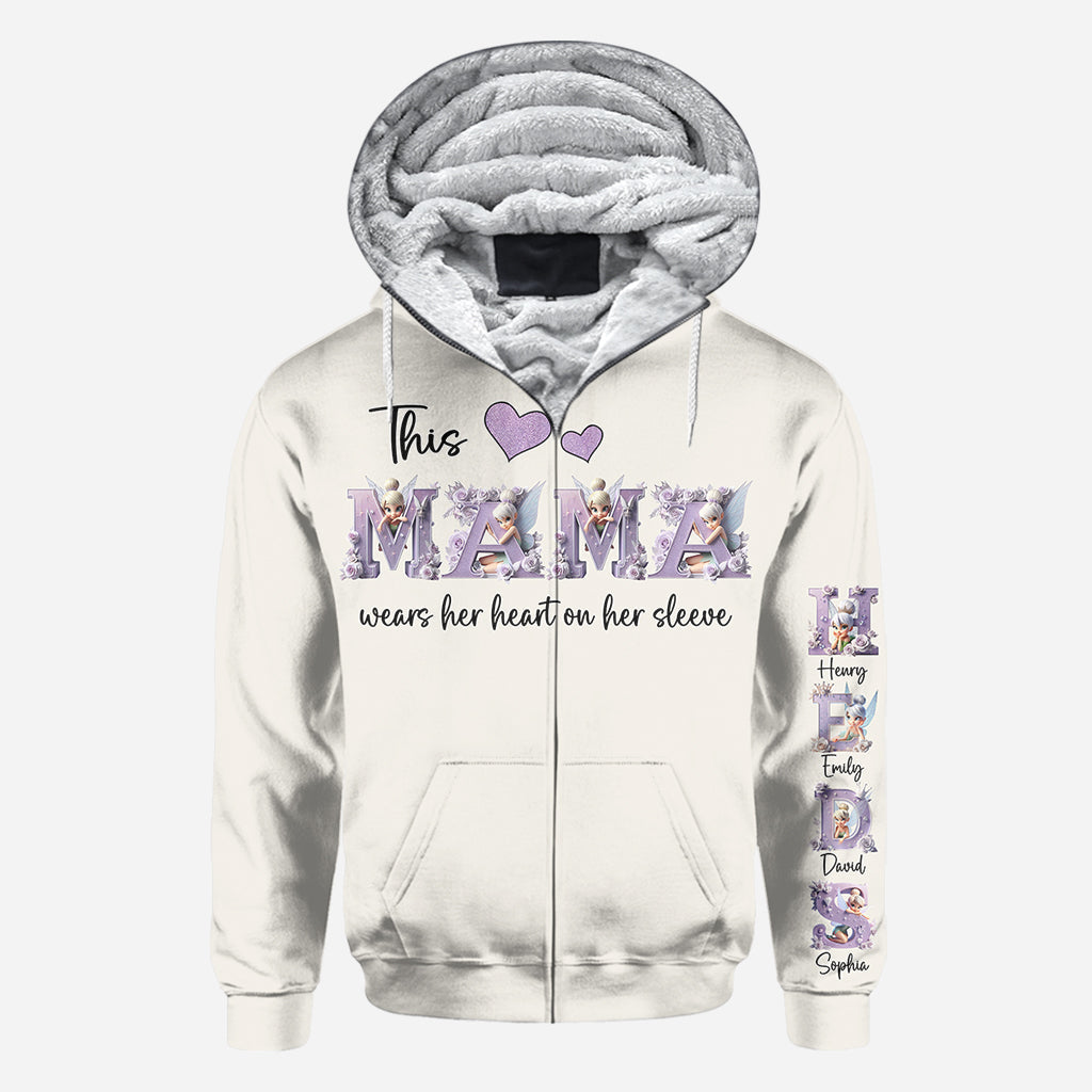 This Mom Wears Her Heart on Her Sleeve - Personalized Mother All Over Shirt