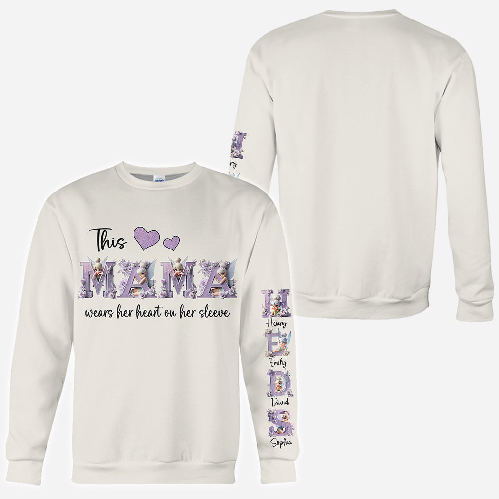 This Mom Wears Her Heart on Her Sleeve - Personalized Mother All Over Shirt