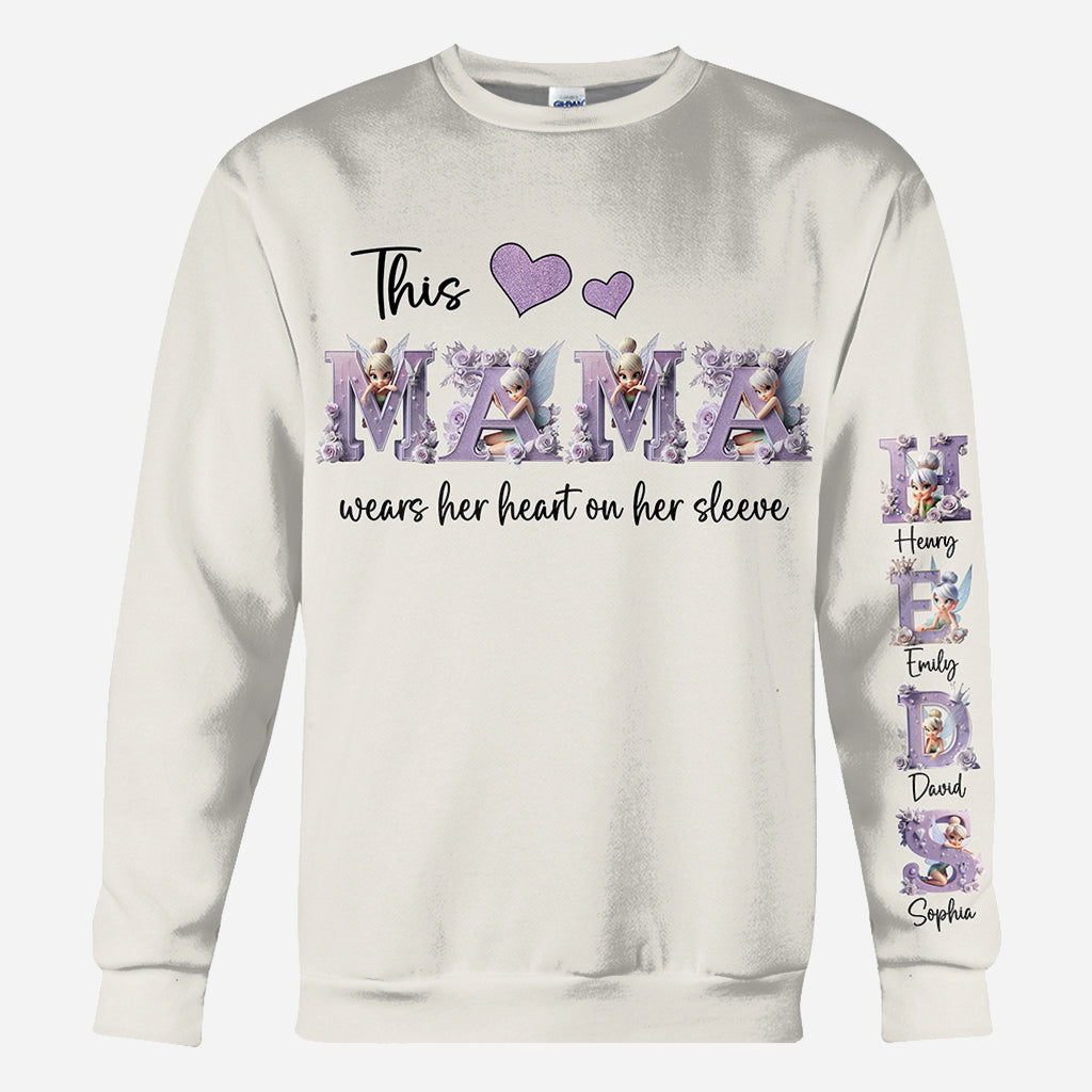 This Mom Wears Her Heart on Her Sleeve - Personalized Mother All Over Shirt