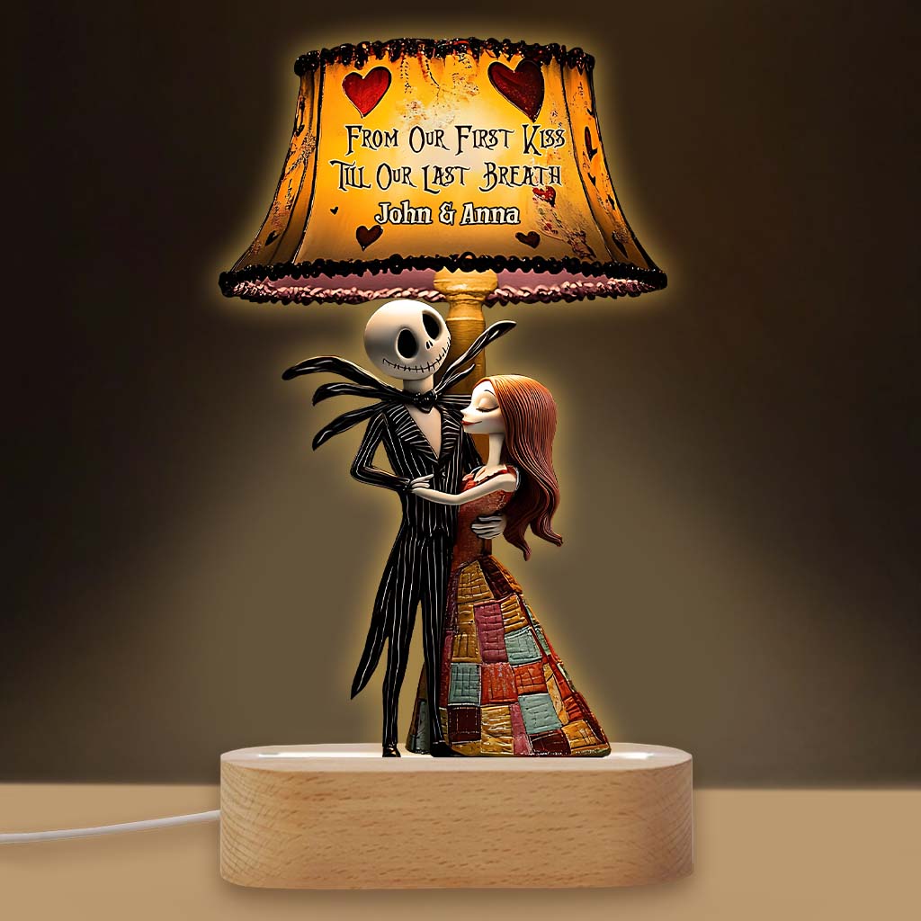 From Our First Kiss Till Our Last Breath - Personalized Nightmare Shaped Plaque Light Base