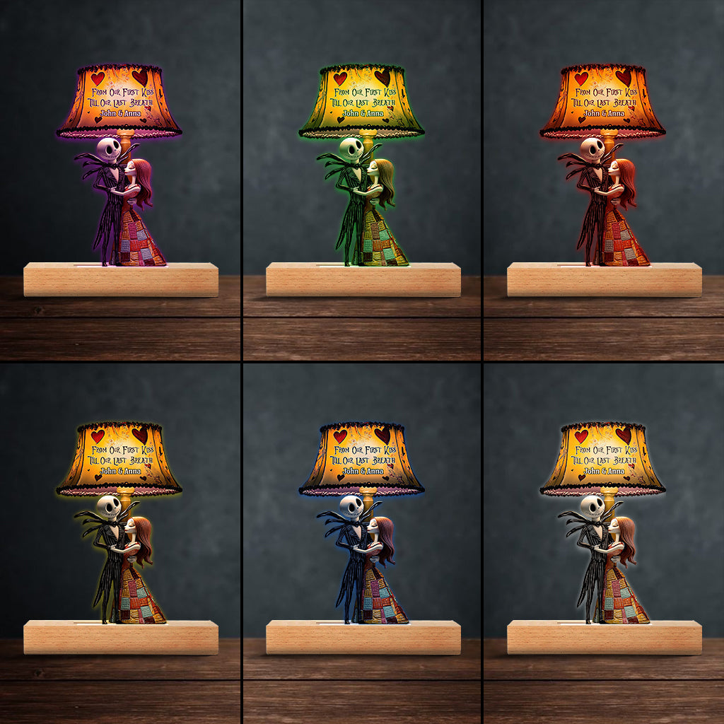From Our First Kiss Till Our Last Breath - Personalized Nightmare Shaped Plaque Light Base