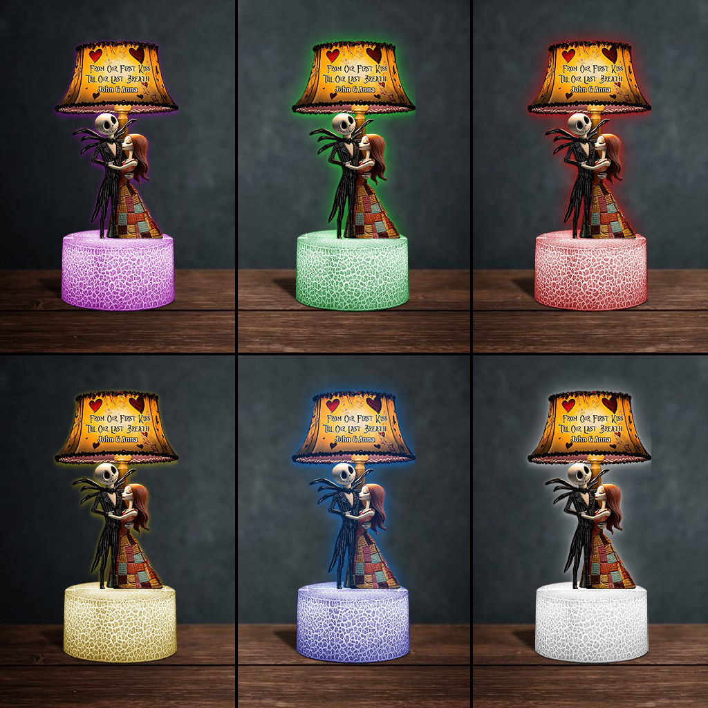 From Our First Kiss Till Our Last Breath - Personalized Nightmare Shaped Plaque Light Base