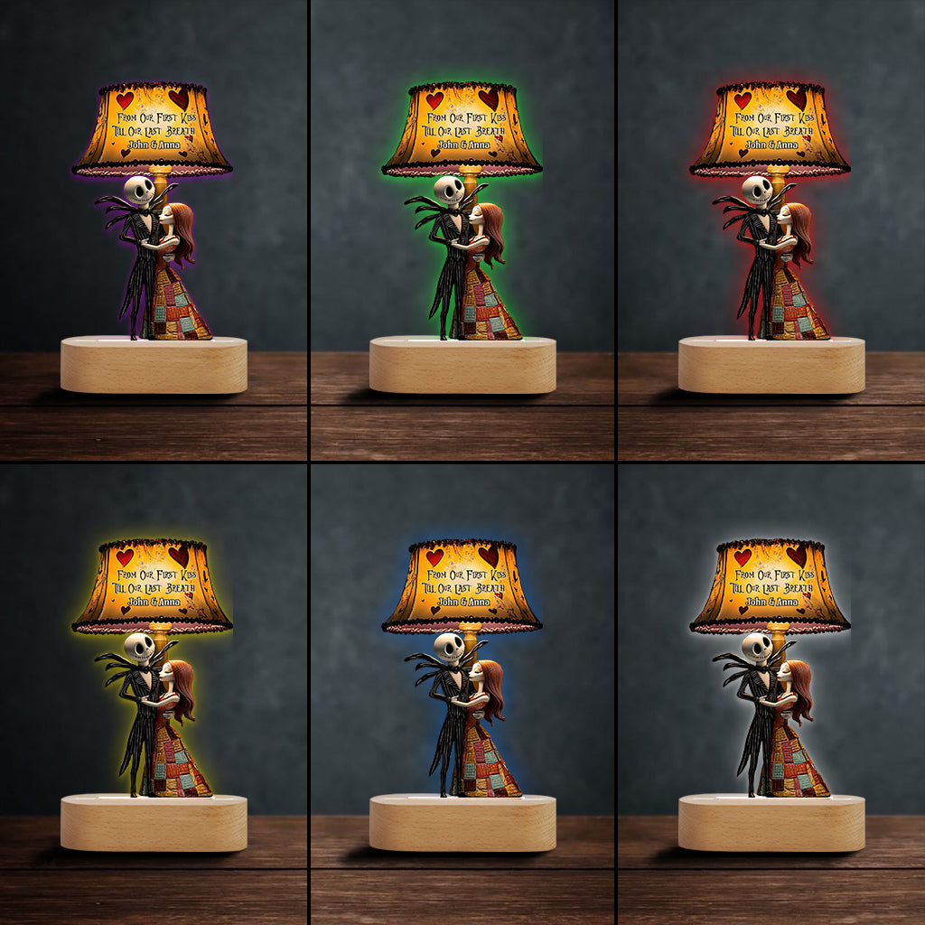 From Our First Kiss Till Our Last Breath - Personalized Nightmare Shaped Plaque Light Base