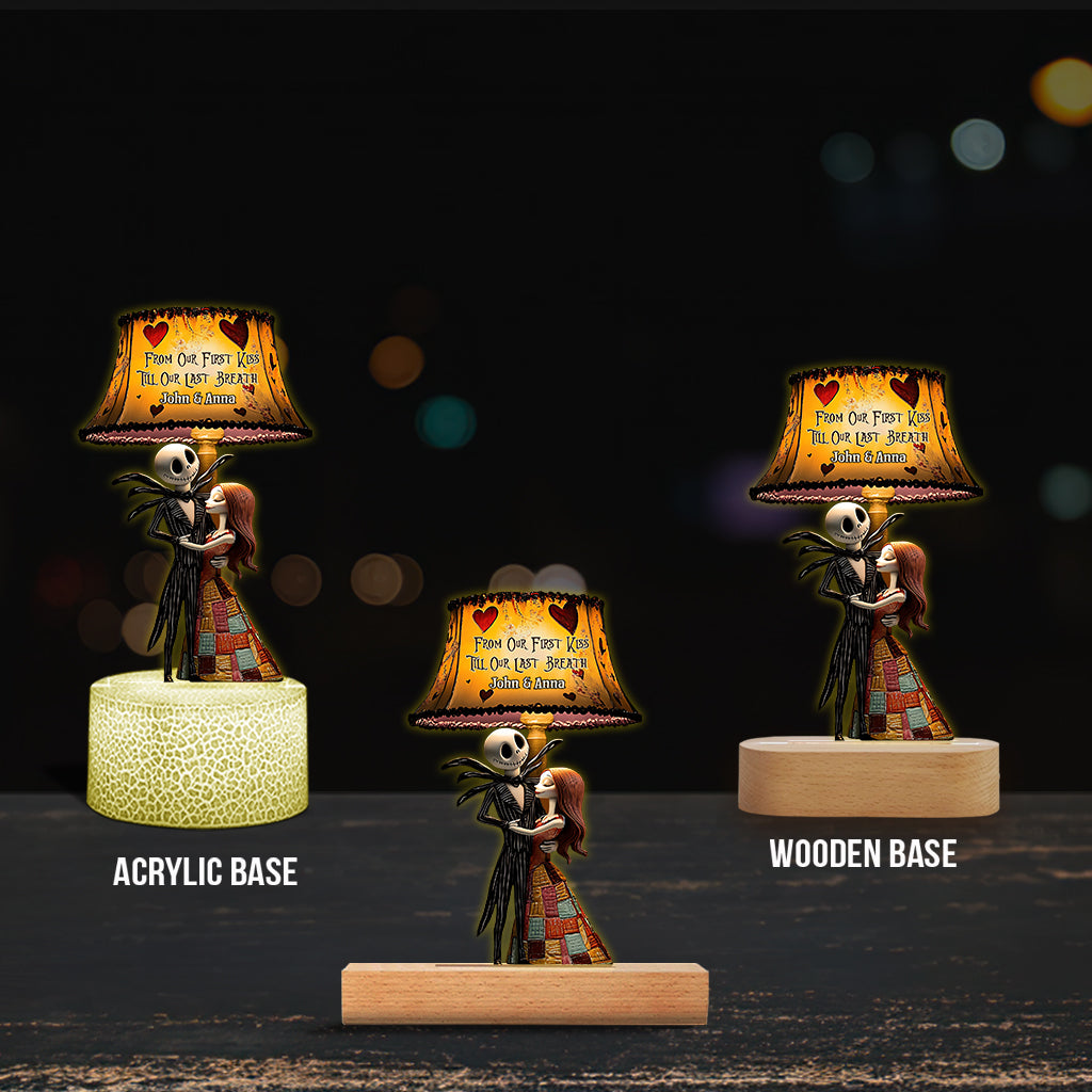 From Our First Kiss Till Our Last Breath - Personalized Nightmare Shaped Plaque Light Base