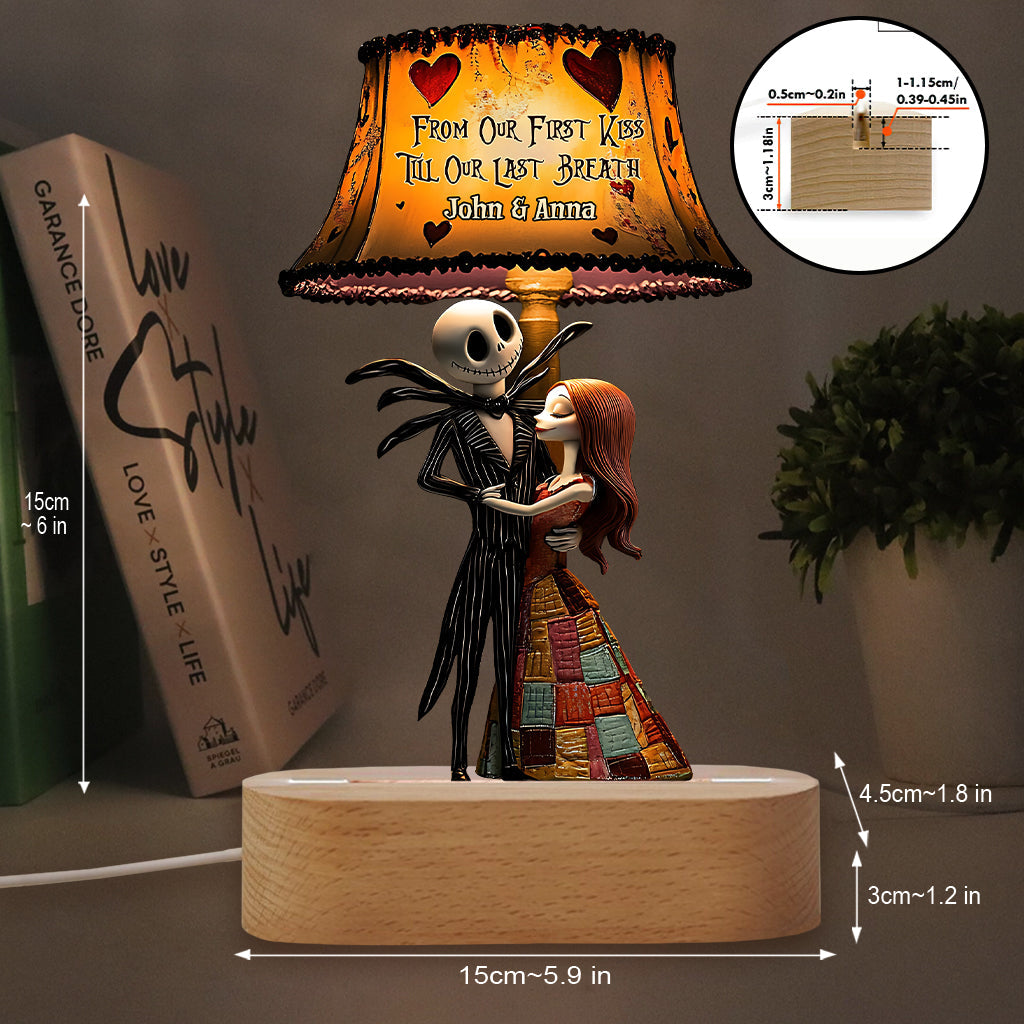From Our First Kiss Till Our Last Breath - Personalized Nightmare Shaped Plaque Light Base