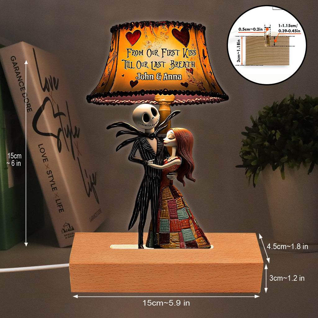 From Our First Kiss Till Our Last Breath - Personalized Nightmare Shaped Plaque Light Base