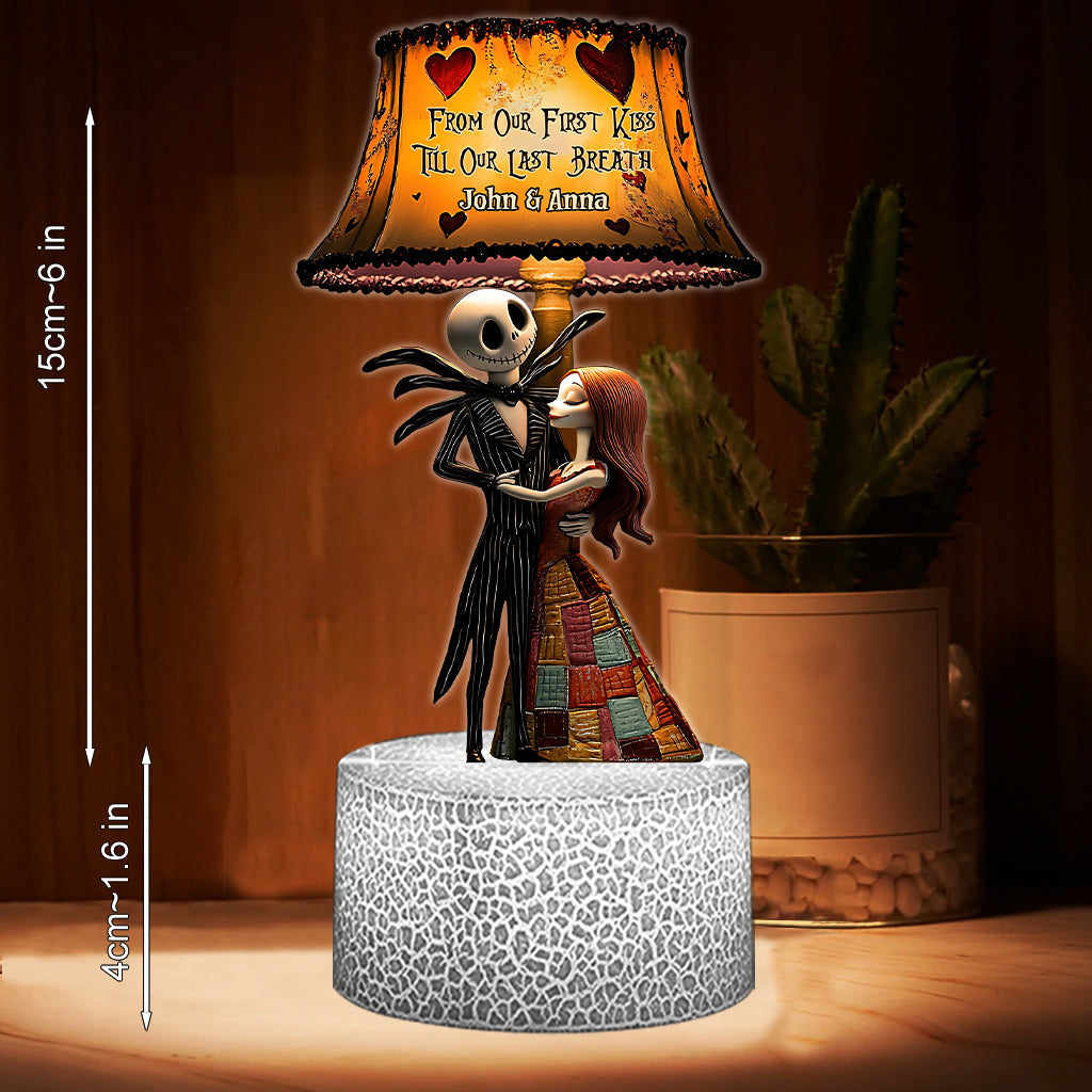From Our First Kiss Till Our Last Breath - Personalized Nightmare Shaped Plaque Light Base