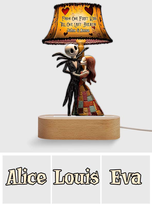 From Our First Kiss Till Our Last Breath - Personalized Nightmare Shaped Plaque Light Base