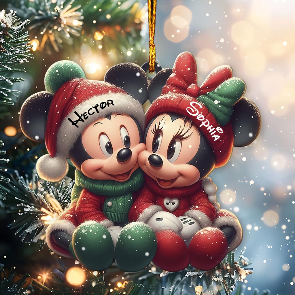 Cute Mouse Couple - Personalized Mouse Ornament